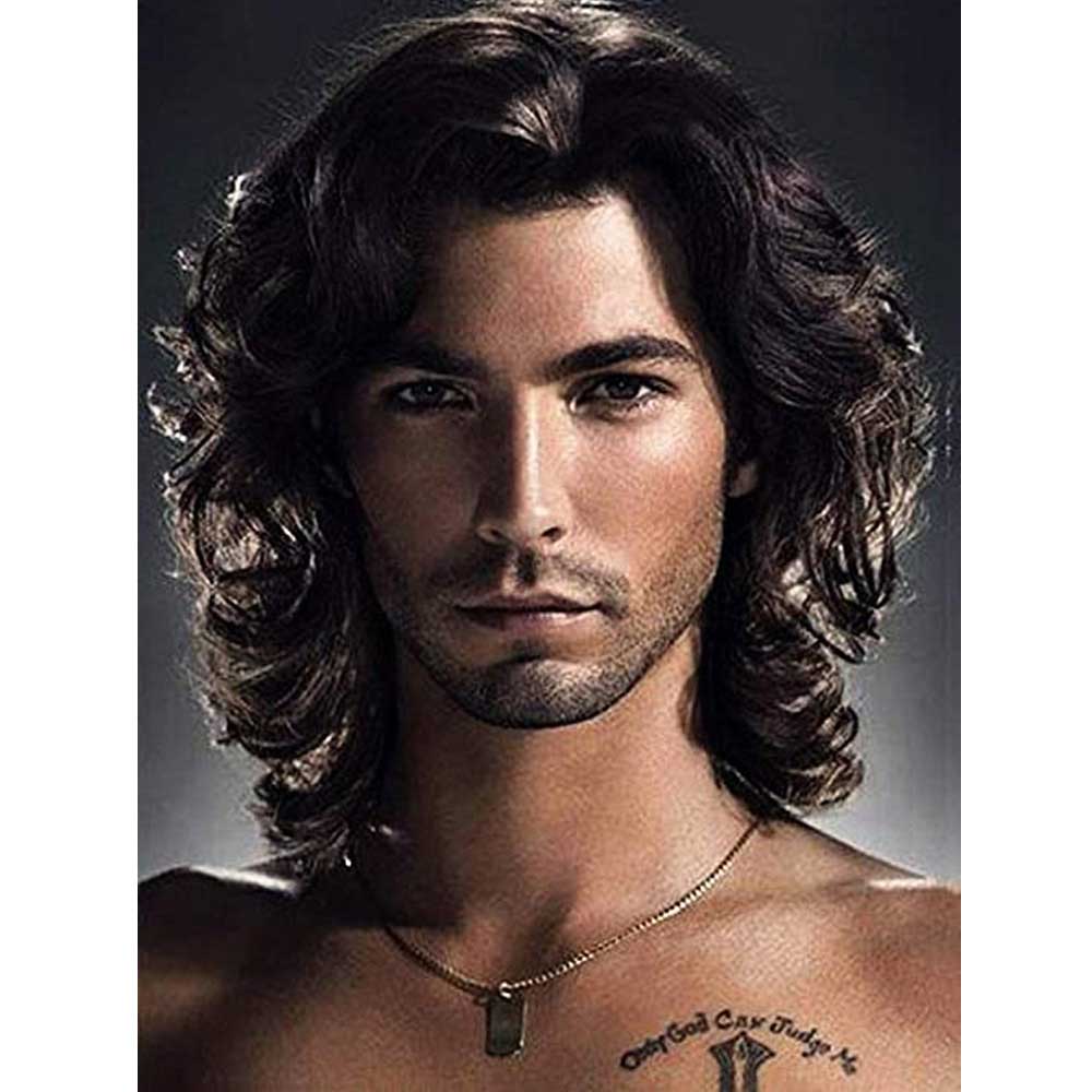 Men's Short Curly Brown Hair Wig Heat Resistant Halloween Men's Short Curly Brown Hair Wig Heat Resistant Halloween