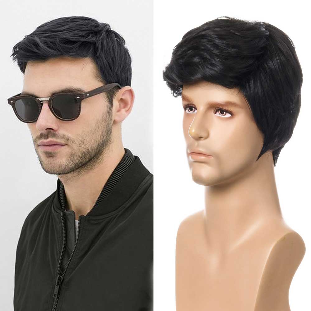 Men Short Brown Natural Wig Handsome Male Synthetic Wigs Men Short Brown Natural Wig Handsome Male Synthetic Wigs